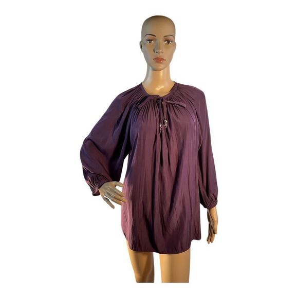 Chicos Women’s Purple Paris Poet long sleeve Blouse Size 3 US/16/18 - Picture 1 of 14